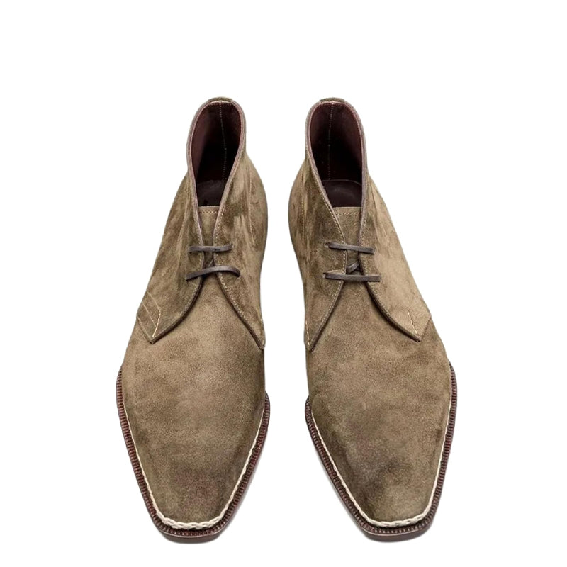 Men Suede Leather Stich Chukkas Boot Light Brown