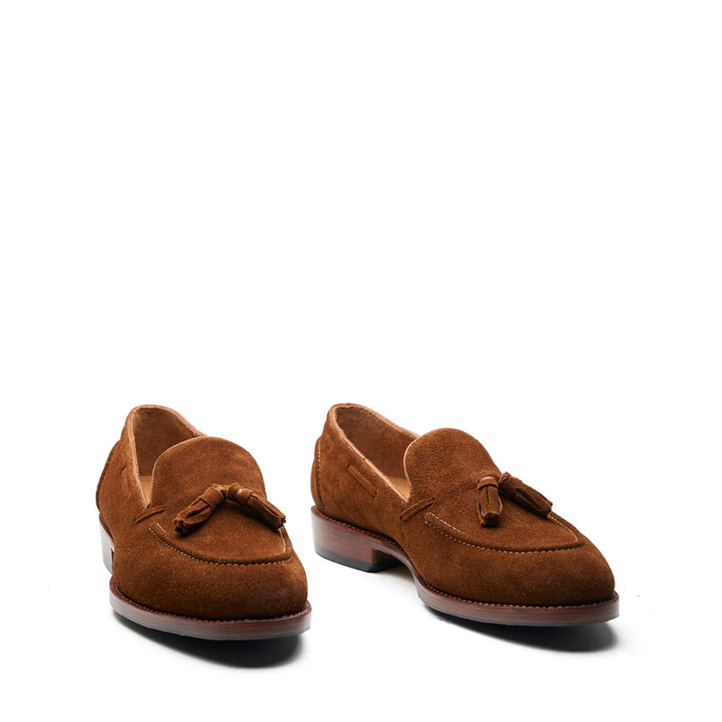 Men Suede Leather Slip On Tassel Tan Loafer