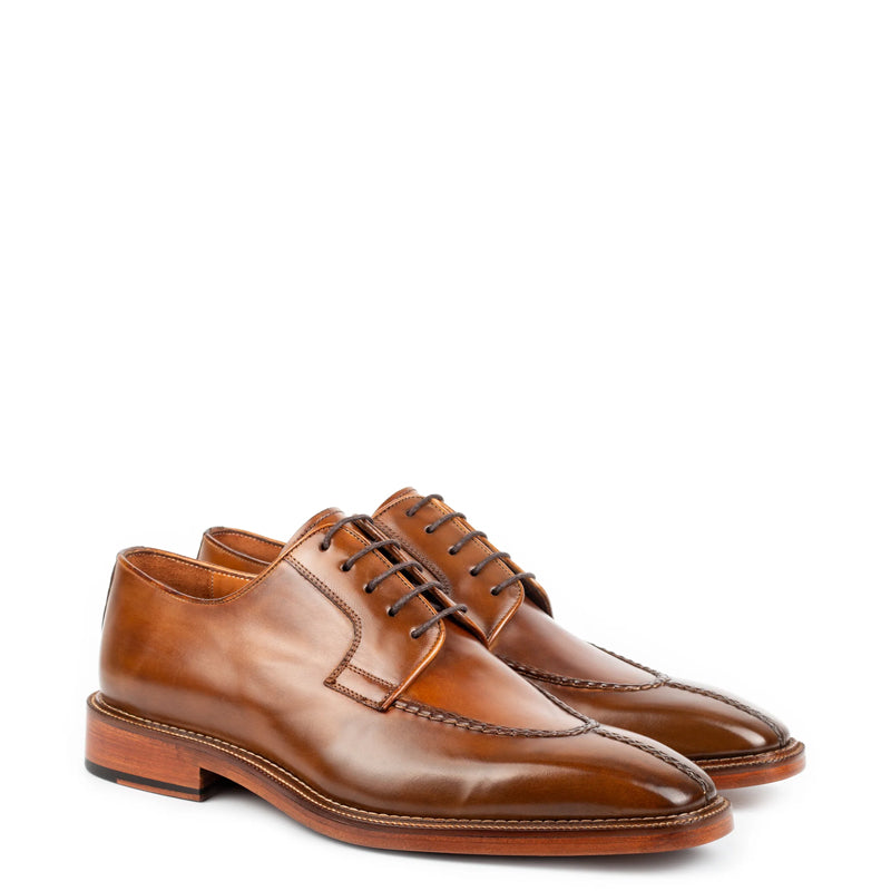 Split Toe Handpainted Crust Leather Derby Shoe