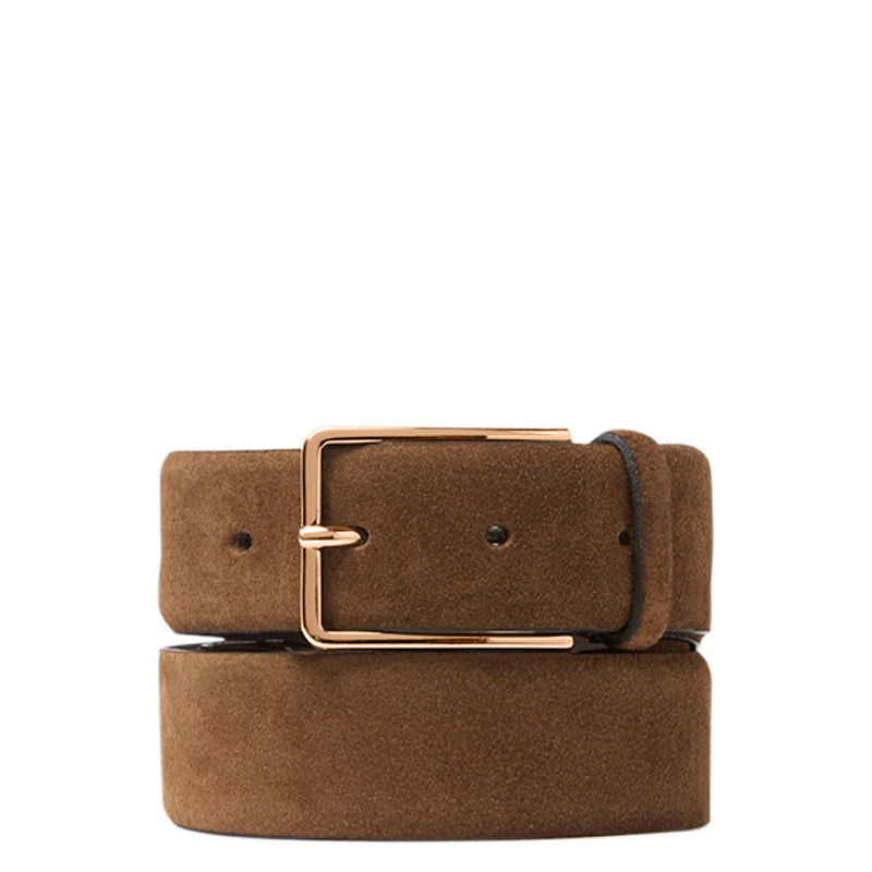 Men Suede Solid Buckle Leather Gold Buckle Belt