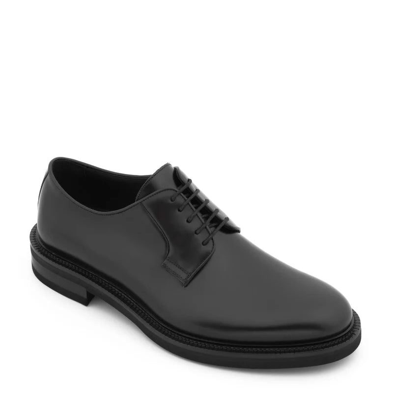 Premium Lace-Up Leather Derby Black Shoe