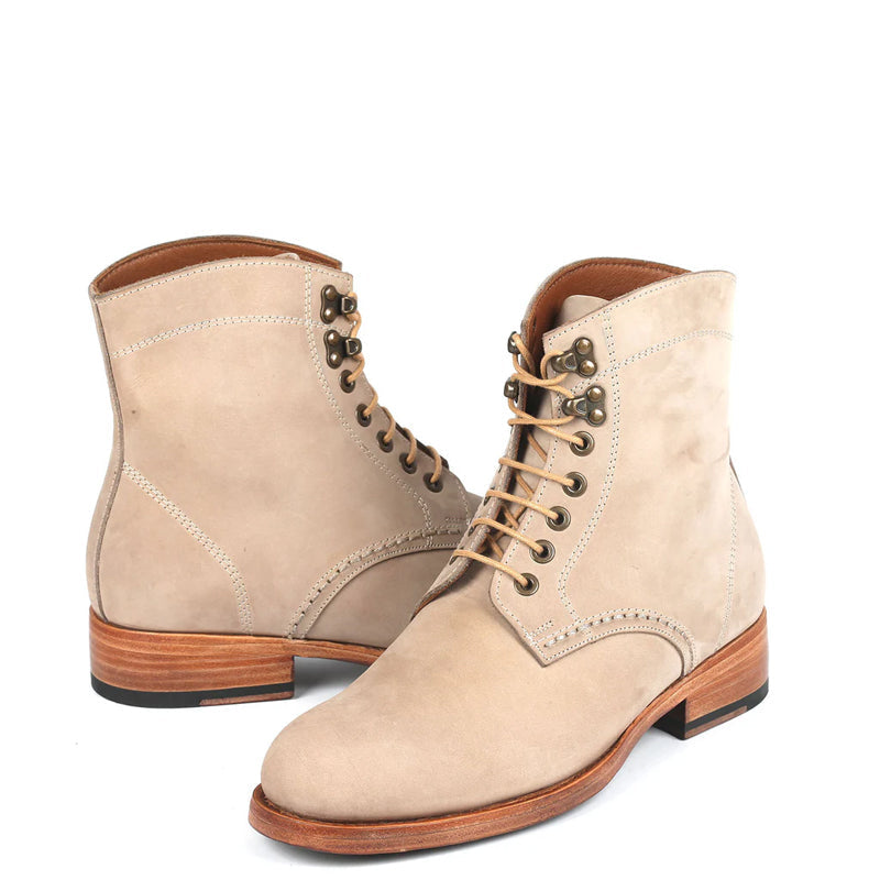 Handmade Lace Up Leather Ankle Boots For Men