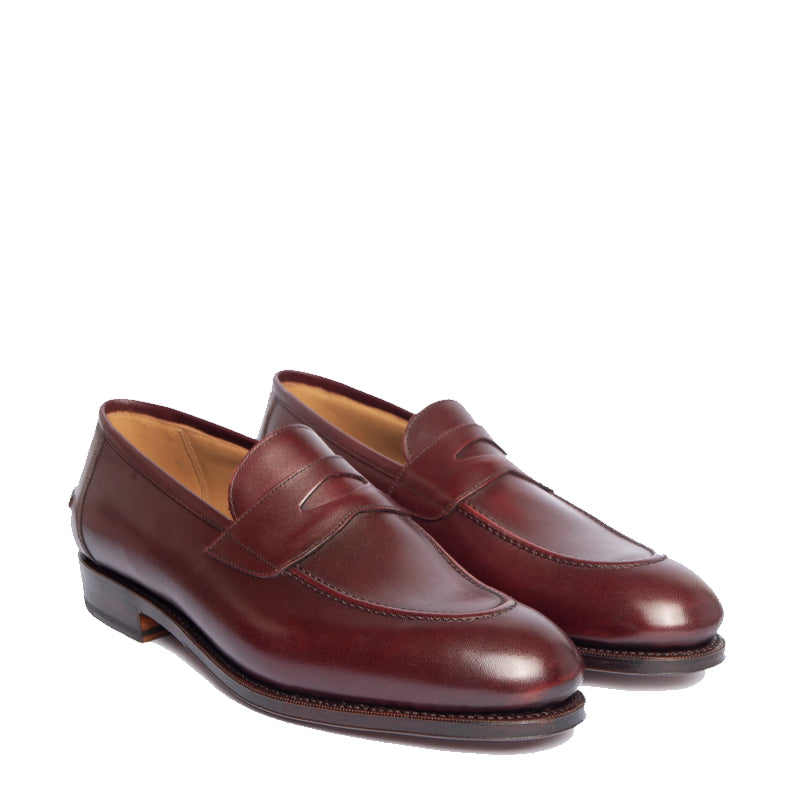 Plain Polished Leather Penny Tan Loafer For Men