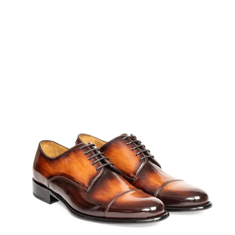 Classic Handmade Shiny Leather Oxford Tan Brown Shoe