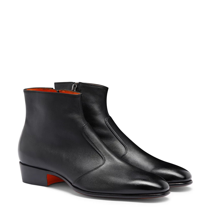 Premium Polished Leather Side Zipper Boot