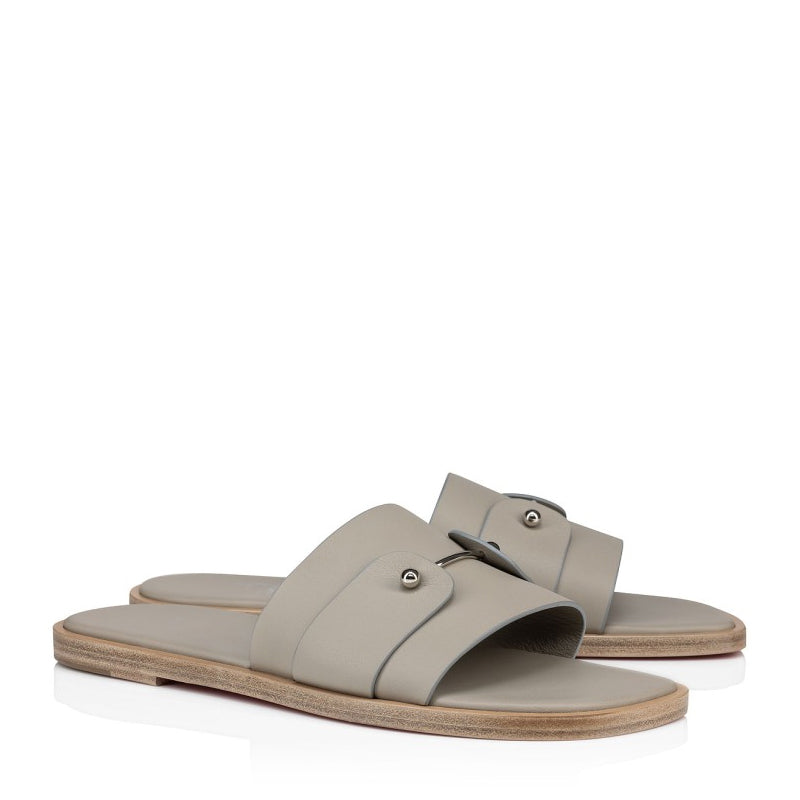 Men Slip On Leather Off White Comfort Sandal