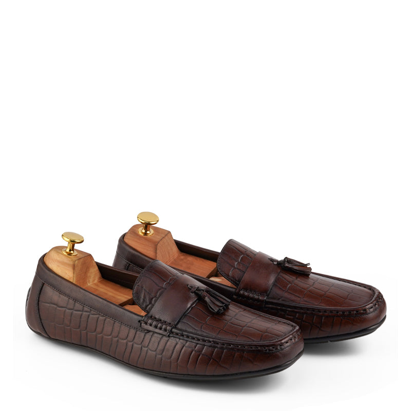 Premium Handmade Solid Leather Tassel Brown Loafer