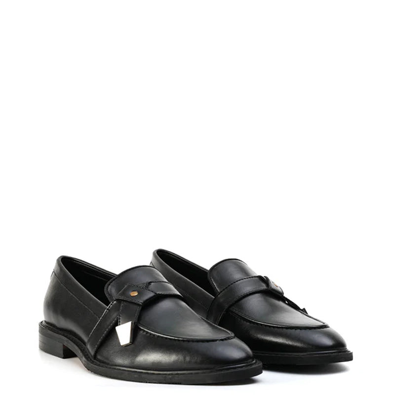 Men Slip On Polished Leather Formal Black Loafer