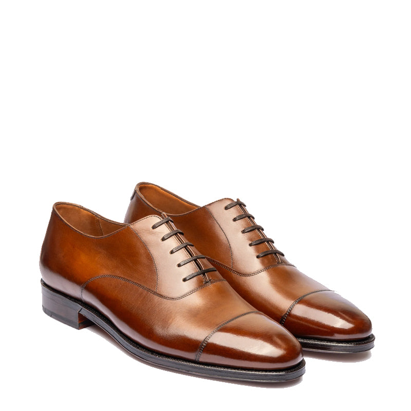 Classic Design Captoe Plain Leather Oxford Shoe Black