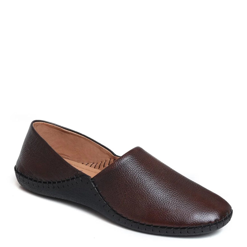 Men Textured Casual Leather Black Loafer