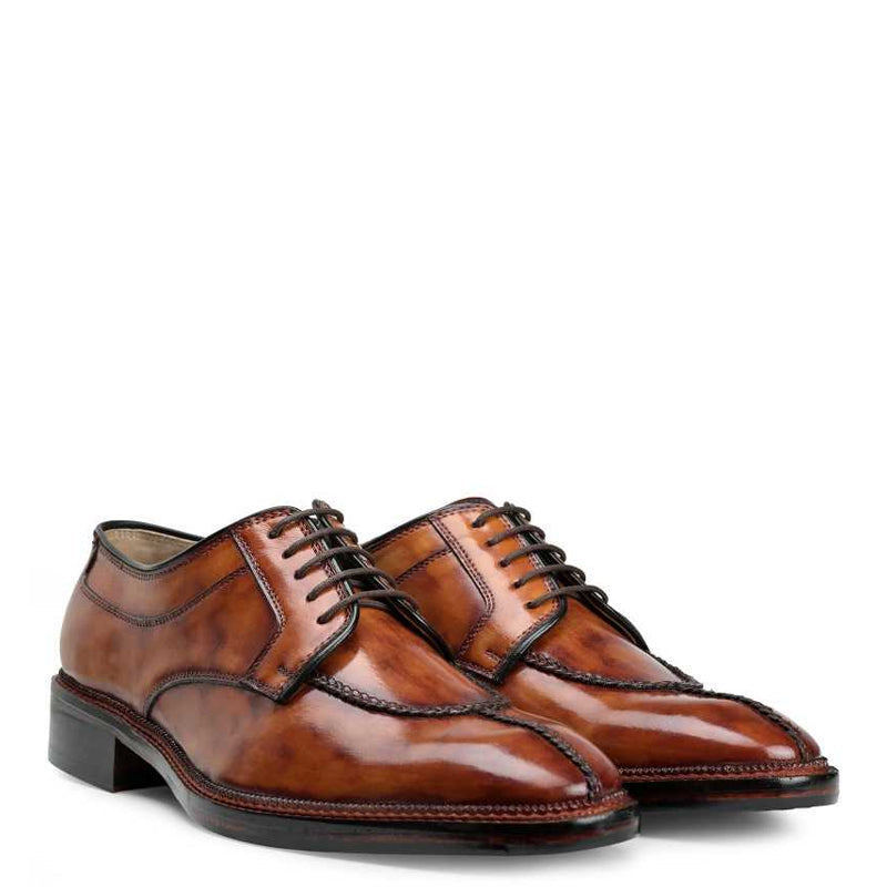 Polished Shiny Leather Split Toe Derby Shoe