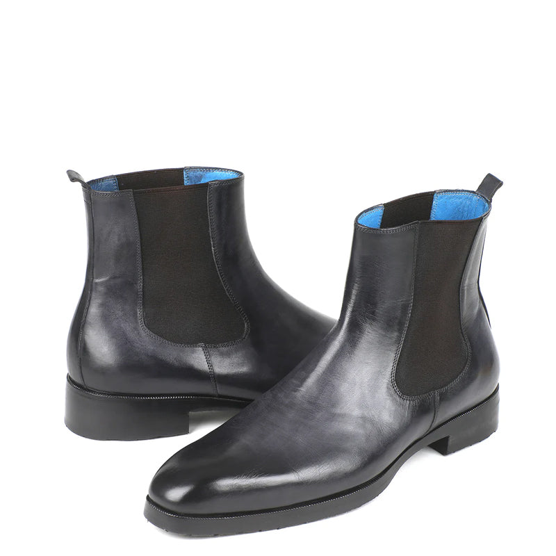 HandPainted Solid Leather Chelsea Boot Black and