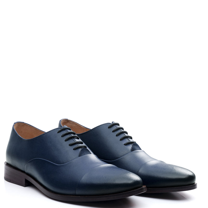 Polished Leather Captoe Plain Oxford Shoe Dark Brown