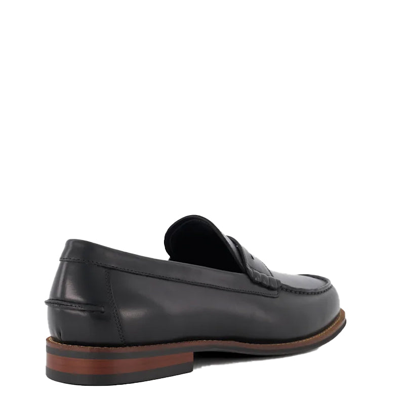 Leather Penny Trim Black Loafer For Men
