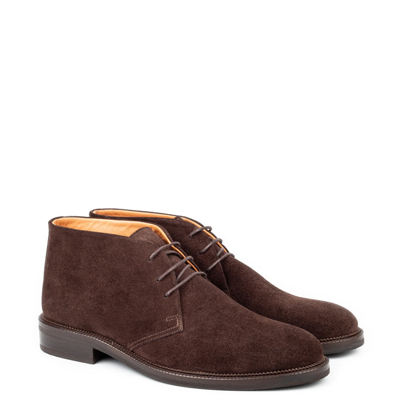 Men Mid Top Solid Suede Leather Chukkas Boot Brown