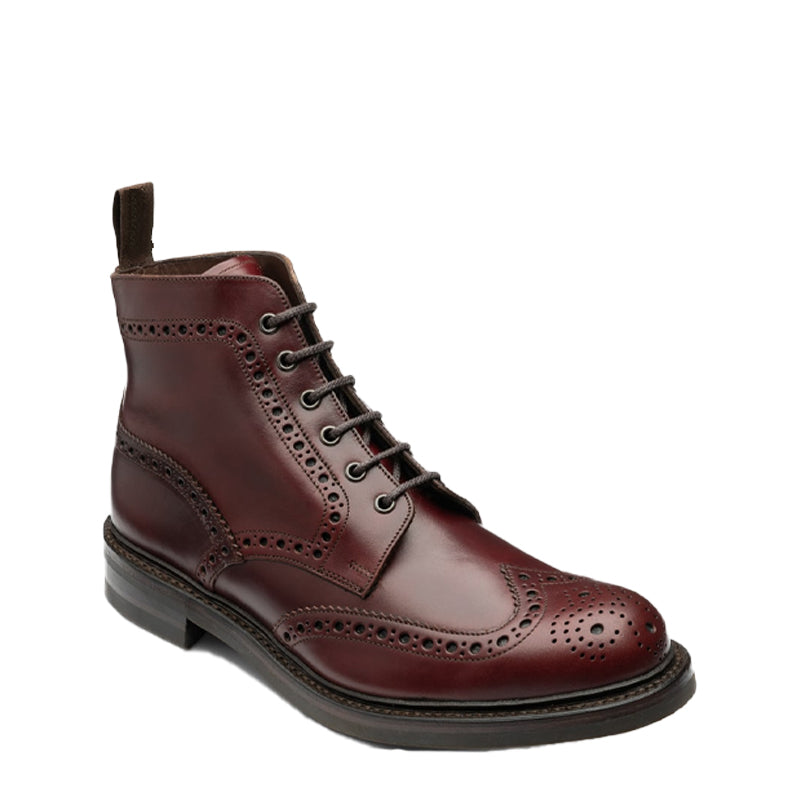 Leather Lace-Up Wingtip High Ankle Black Boot