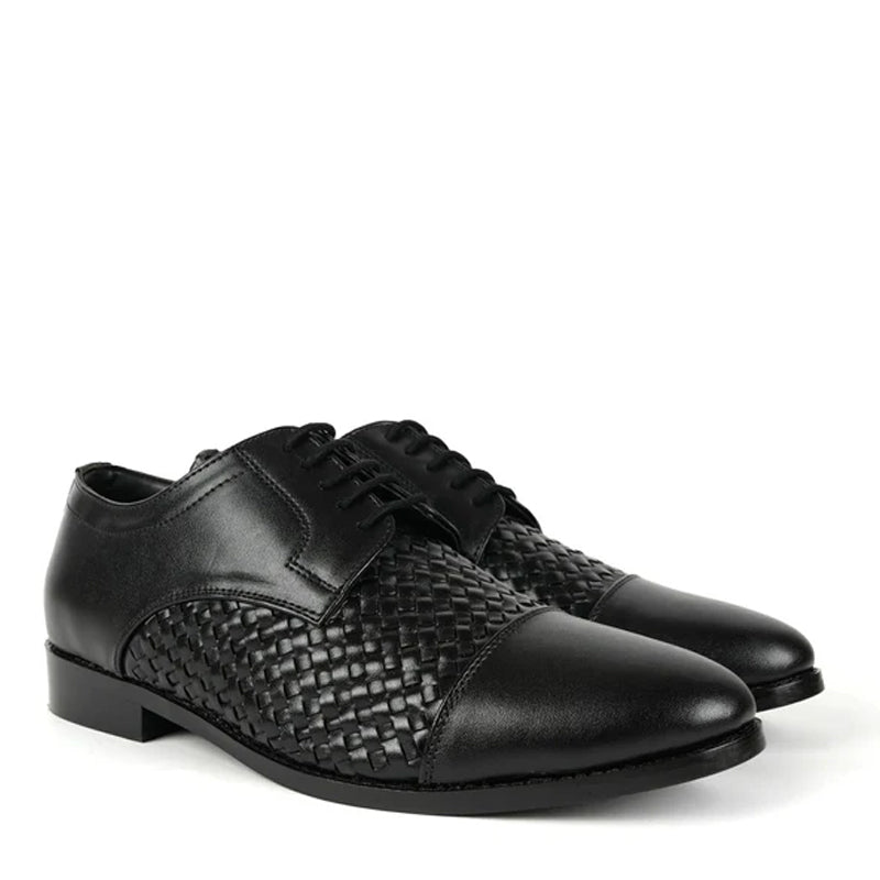 Men Braided Captoe Leather Oxford Tan Shoe