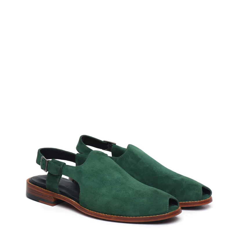 Suede Handmade Leather Peshawari Maroon Sandal