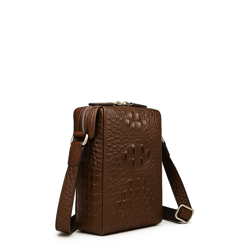 Men's Italian Crocodile Leather Black Side Bag