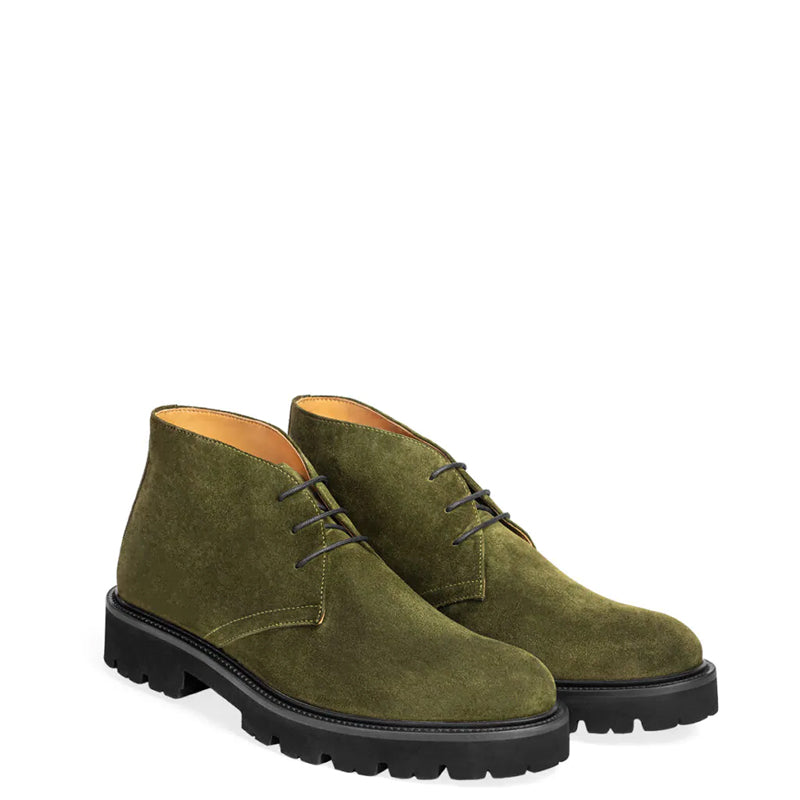 Suede Luxury Solid Leather Chukkas Boot Olive Green