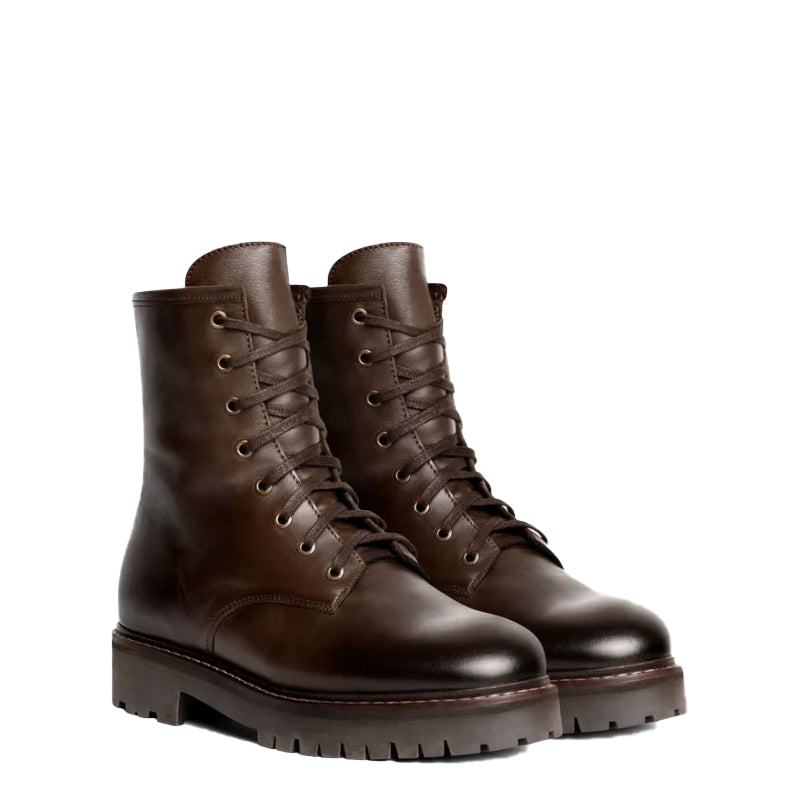 Men High Top Leather Combat Boots