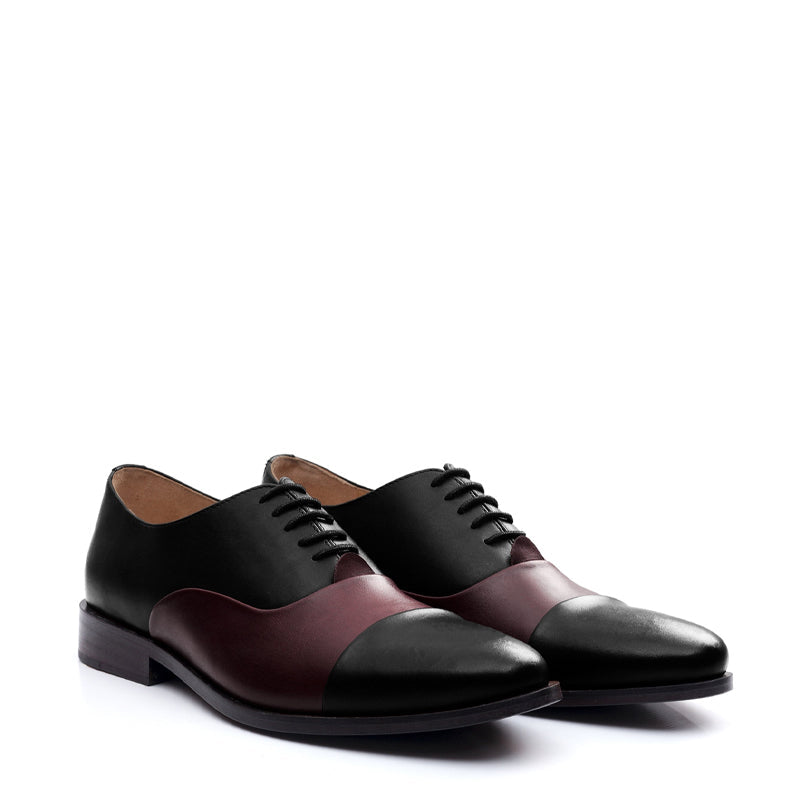 Premium Toe-Cap Leather Oxford Shoe Burgundy For Men