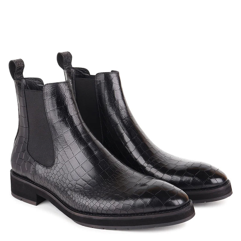 Stylish Croco Italian Leather Chelsea Boot