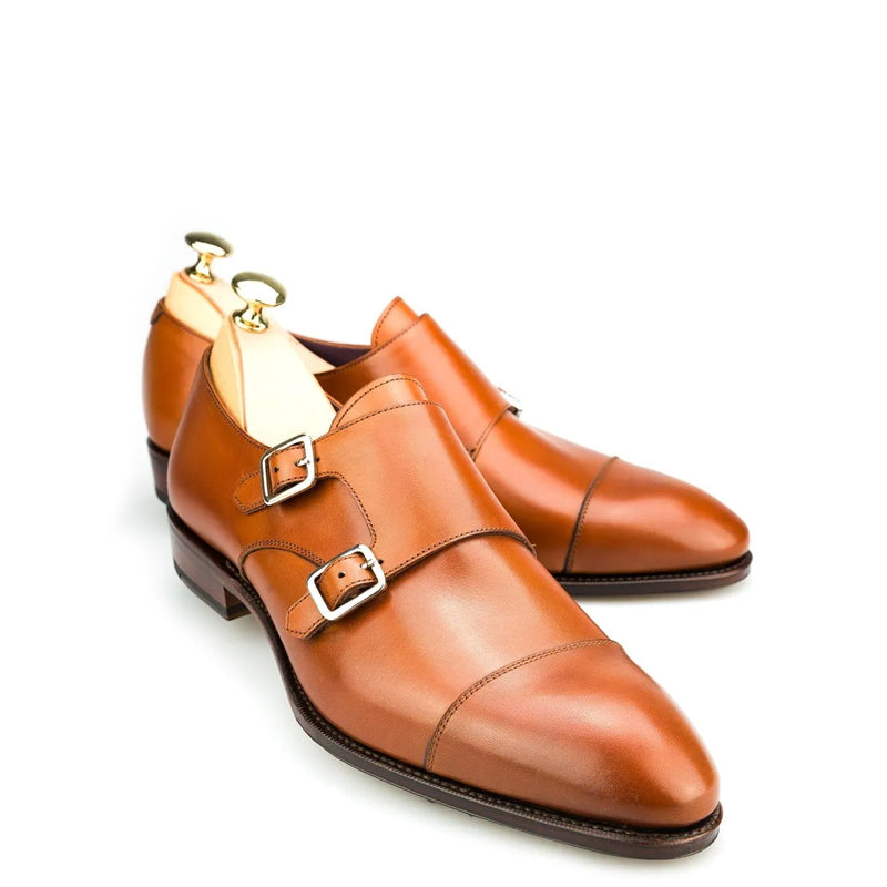 Premium Captoe Leather Double MonkStrap Shoe Burgundy