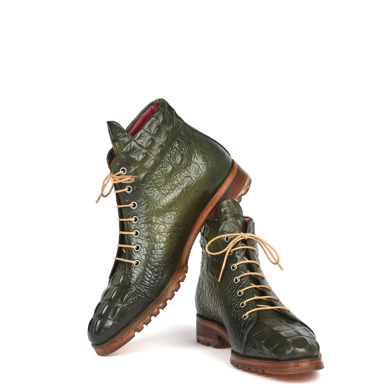Men Crocodile Embossed Leather Ankle Boot