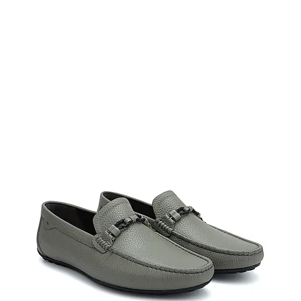 Men Textured Leather Driving Blue Loafer