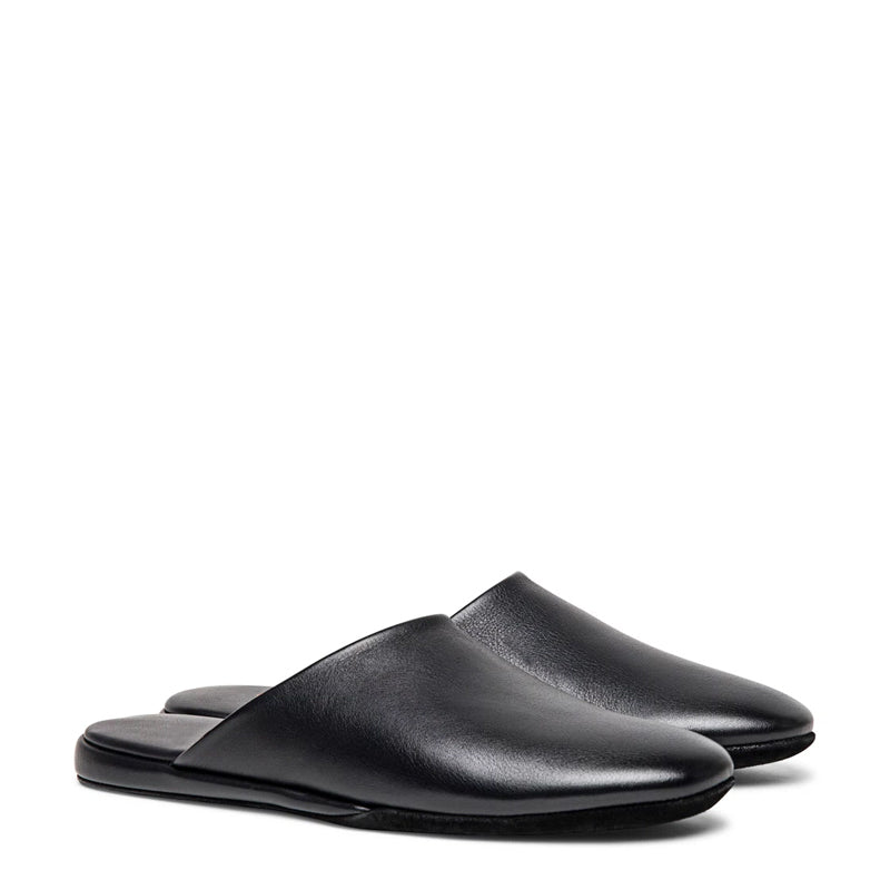 Men Striped Slip On Leather Slippers