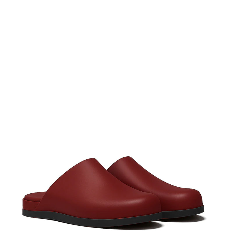 Blue Leather Men Mule