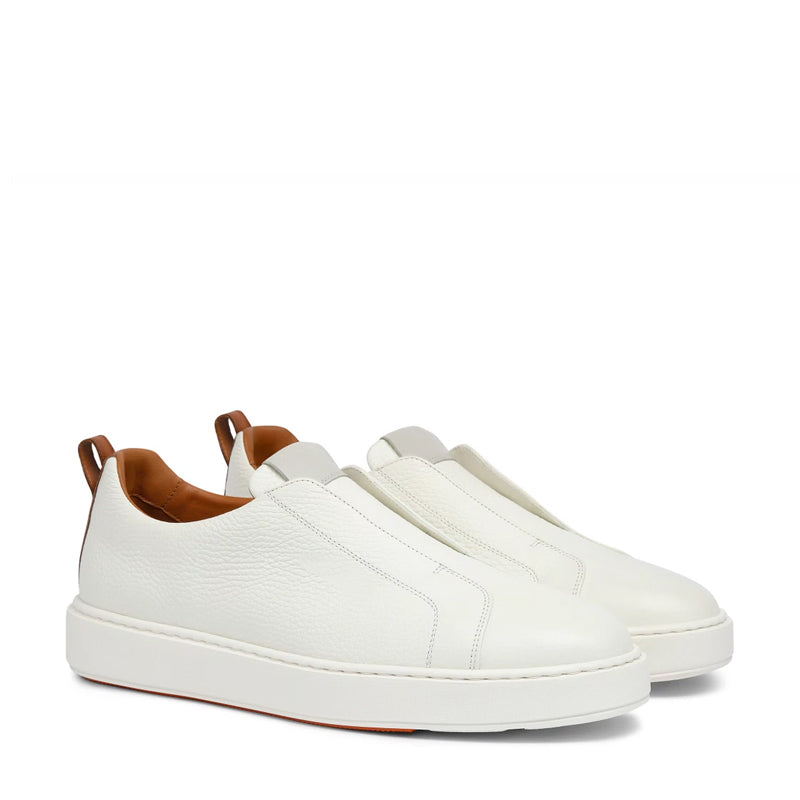 Men Tumbled Leather Slip On Sneakers