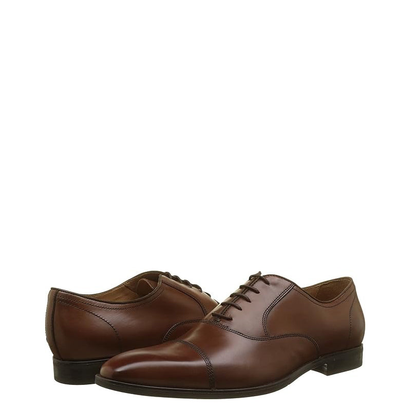 Men Solid Leather Lace Up Oxford Shoes
