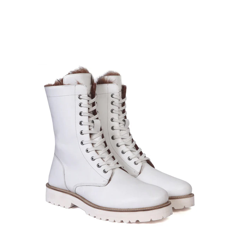 Men Chunky High Leather Ankle Black Boot