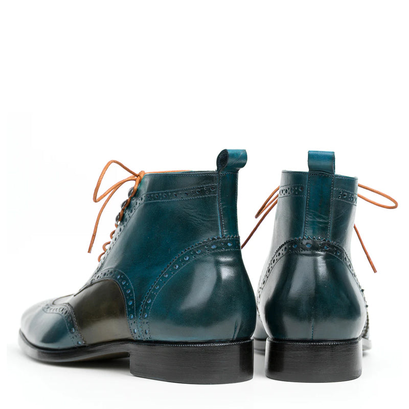 Men Solid Leather Wingtip Ankle Boot