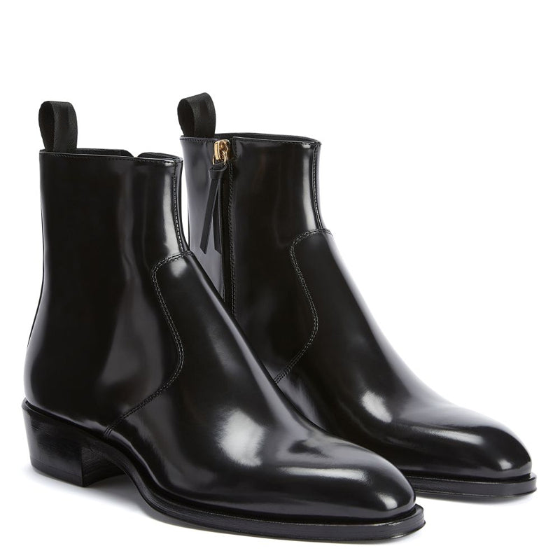 Patent Leather Cuban Side Zip Ankle Boots