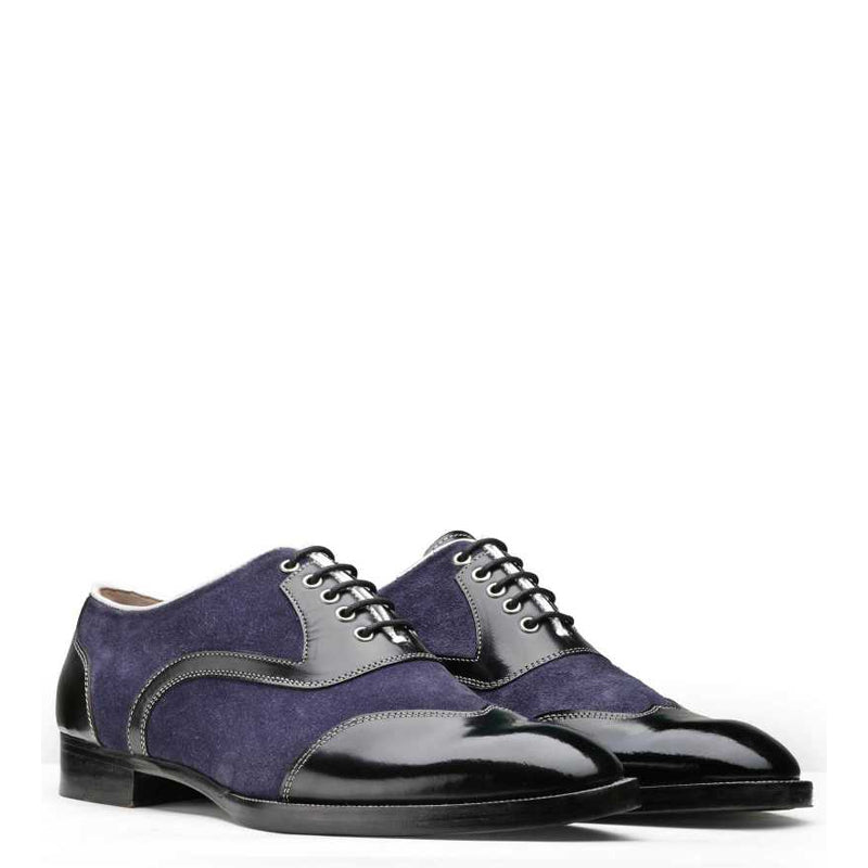Men Navy Patent Leather Oxford Shoe