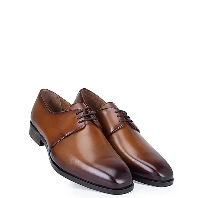 Plain Solid Leather Lace-Up Formal Derby Shoe