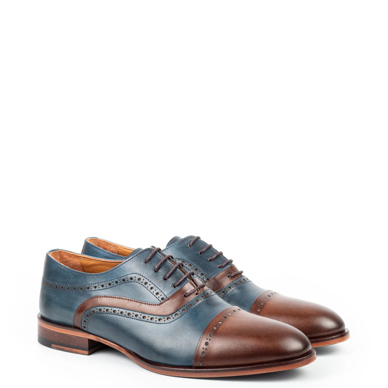 Classic Handpainted Cap Toe Leather Oxford Shoe