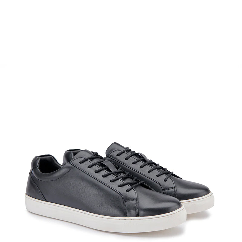 Handmade Leather Lace Up Black Sneaker