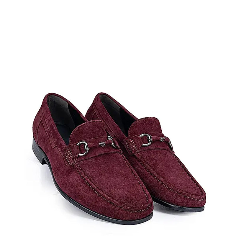 Suede Leather Formal Horsebit Buckled Blue Loafer