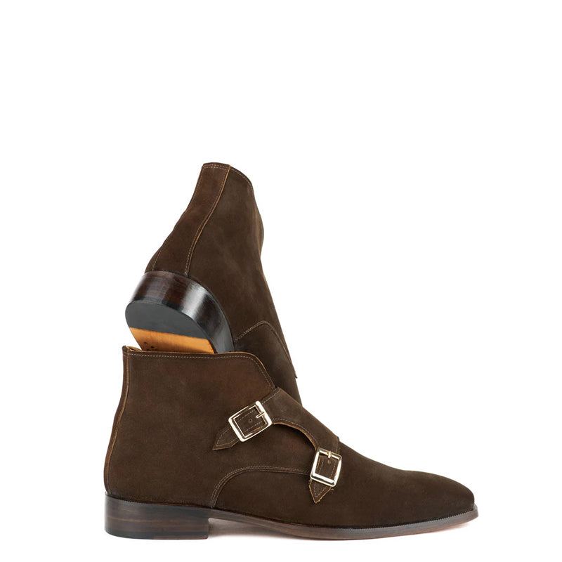 Luxury Suede Leather Double Buckle Ankle Boot