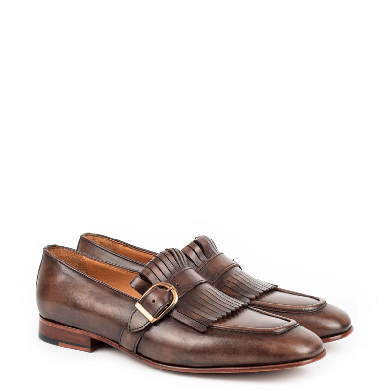 Premium Midnight Leather Single Monk Strap Shoe