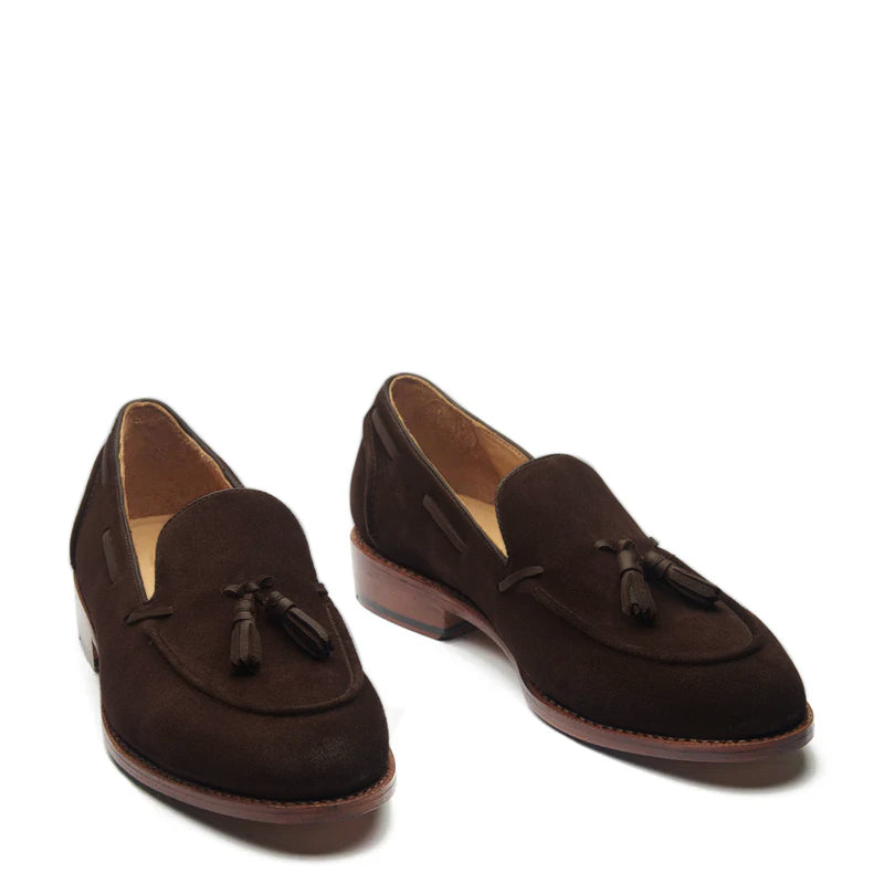 Men Suede Leather Slip-On Tassel Brown Loafer
