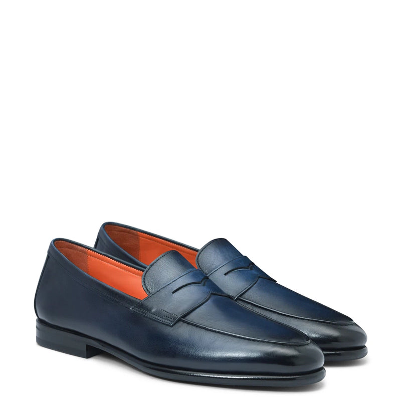 Penny Solid Leather Carlo Black Loafer