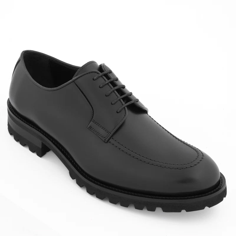 Men Classic Plain Solid Leather Derby Shoe