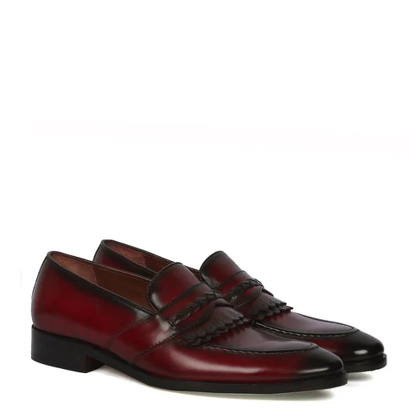 Pure Handmade Solid Leather Loafer With Fringe