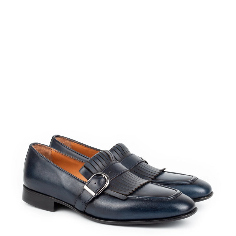 Premium Midnight Leather Single Monk Strap Shoe