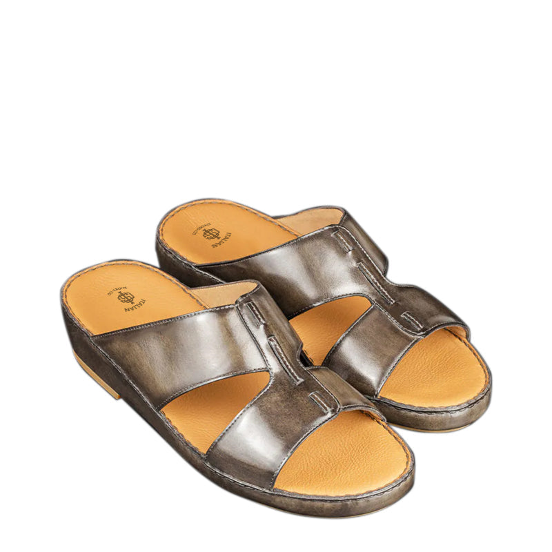 Luxury Slip-On Solid Leather Arabic Black Sandal